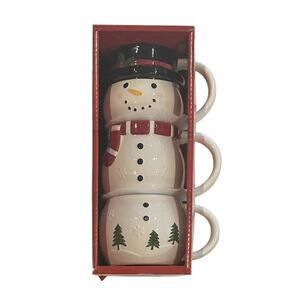 Snowman Stacked Christmas Mugs - 3 Holiday Cup Set - BRAND NEW